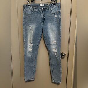 Angels Light Blue Distressed Skinny Jeans